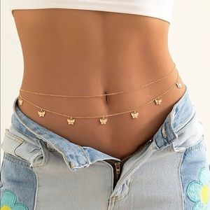2pcs butterfly decor waist chain